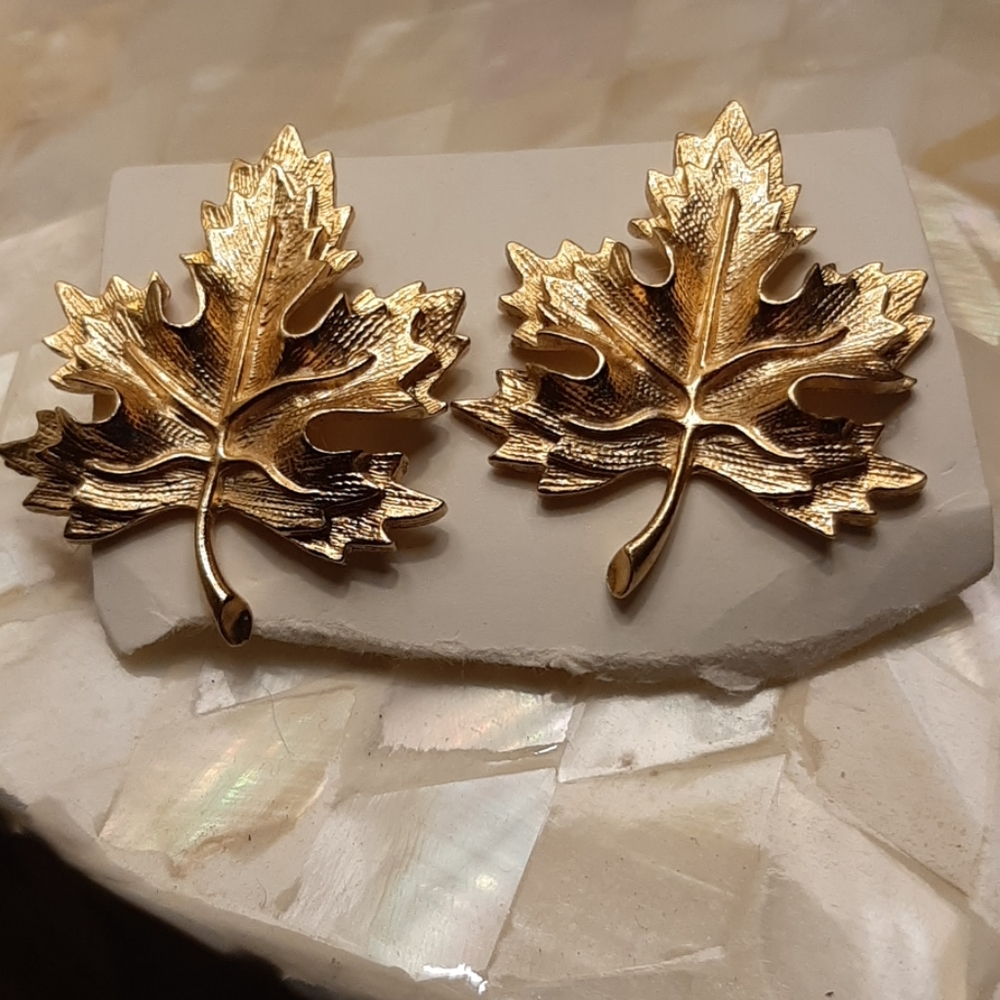 3.5" GOLD FALL LEAF EARRINGS